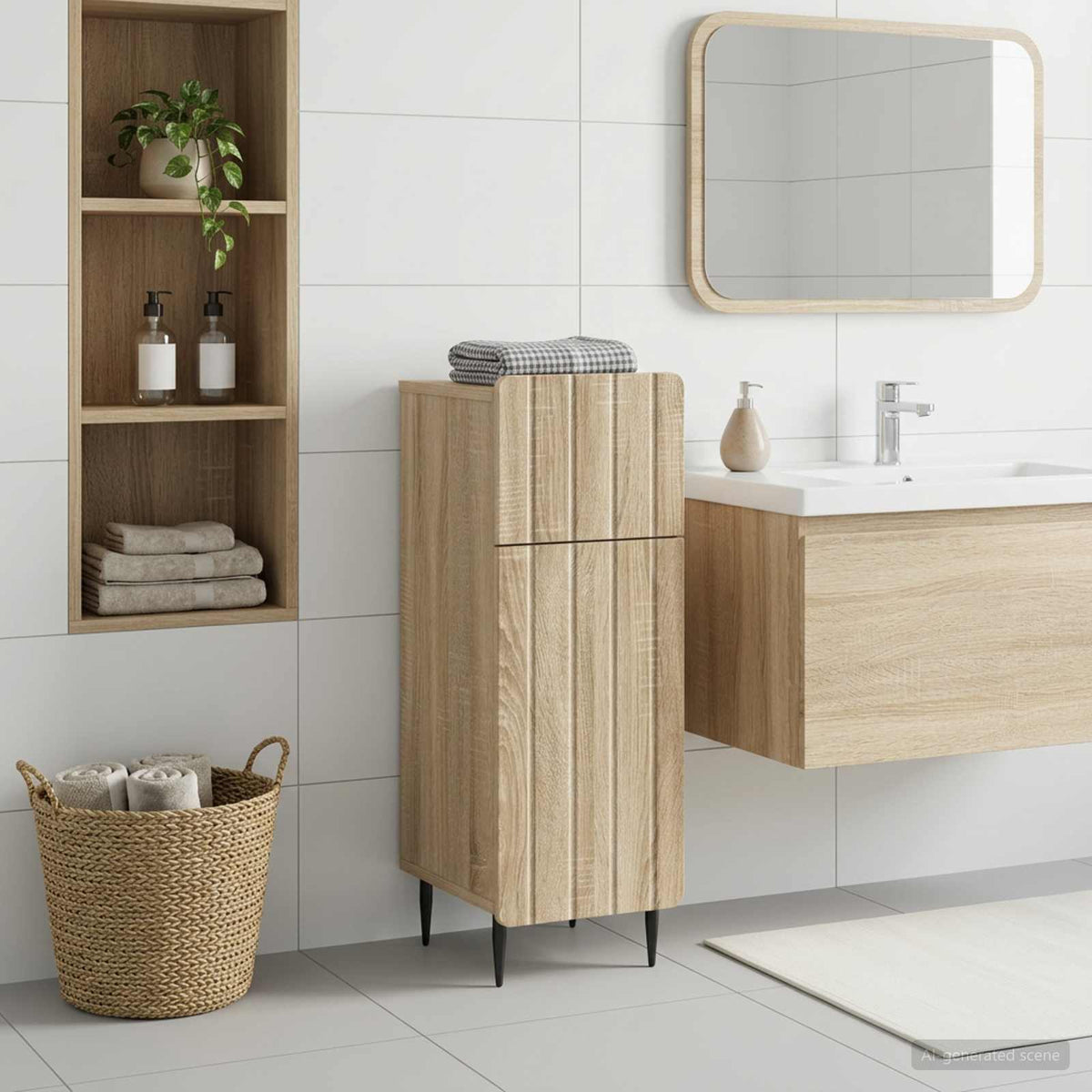 Vidaxl badkamer opbergkast zwolle sonoma eiken 30 x 31 x 79,5 cm