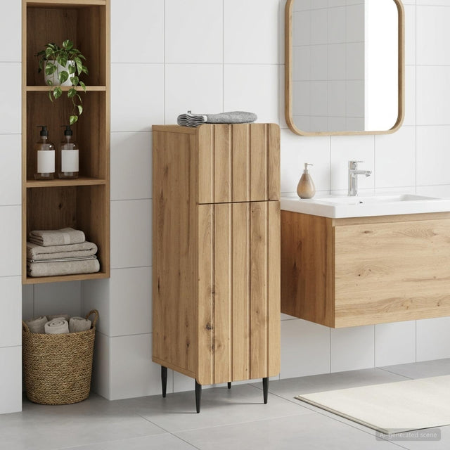 Vidaxl badkamer opbergkast zwolle artisanaal eiken 30 x 31 x 79,5 cm