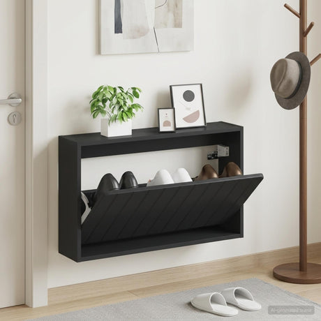 Vidaxl wandgemonteerde schoenkast zwolle 71 x 17 x 43 cm bewerkt hout