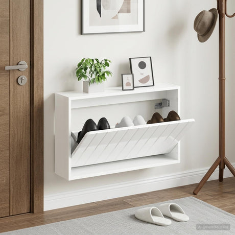 Vidaxl wandgemonteerde schoenkast zwolle 71 x 17 x 43 cm bewerkt hout