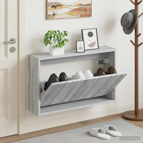 Vidaxl wandgemonteerde schoenkast zwolle 71 x 17 x 43 cm bewerkt hout