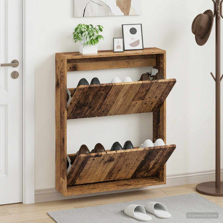 Vidaxl wandgemonteerde schoenkast zwolle 71 x 17 x 86 cm bewerkt hout