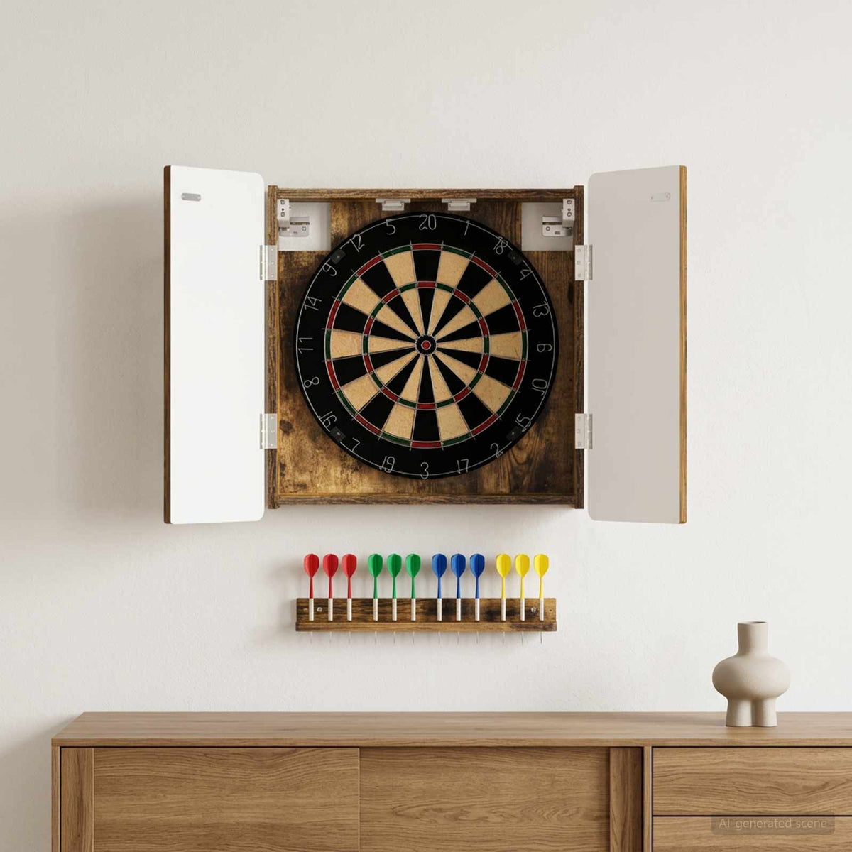 Vidaxl dartbord kabinet zwolle gerookt eiken 52,5 x 10,5 x 57,5 cm