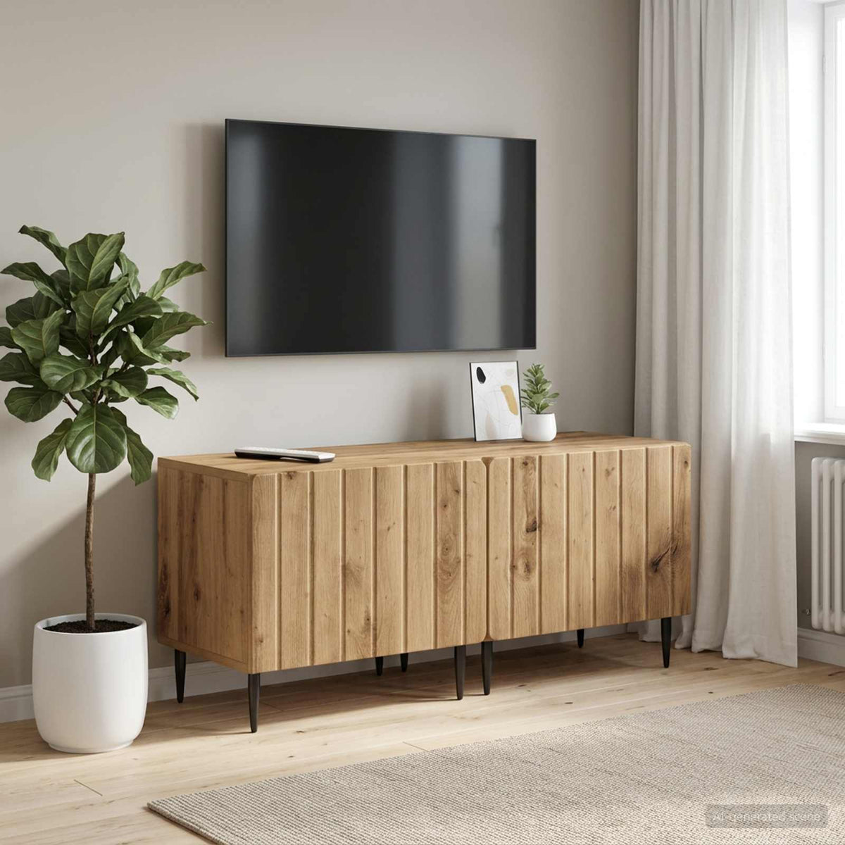 Vidaxl tv-meubel artisanaal eiken bewerkt hout