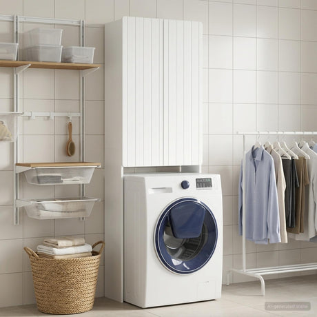 Vidaxl toiletkast zwolle wit 66 x 25,5 x 190 cm bewerkt hout