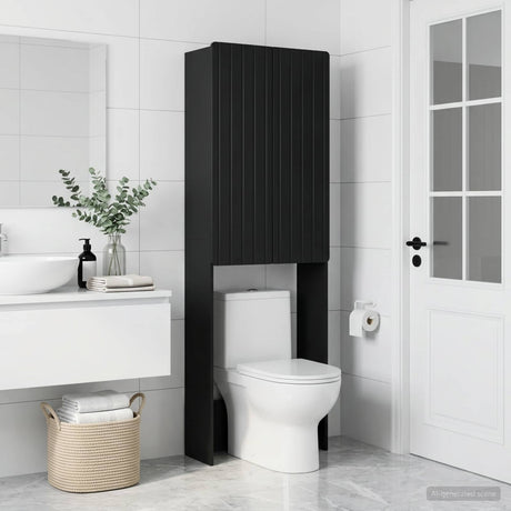 Vidaxl toiletkast zwolle zwart 66 x 25,5 x 190 cm bewerkt hout