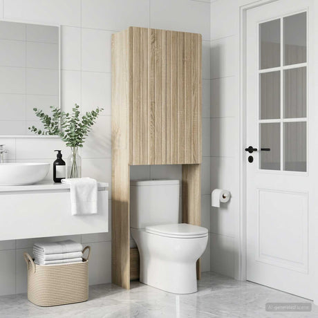 Vidaxl toiletkast zwolle sonoma eiken 66 x 25,5 x 190 cm bewerkt hout