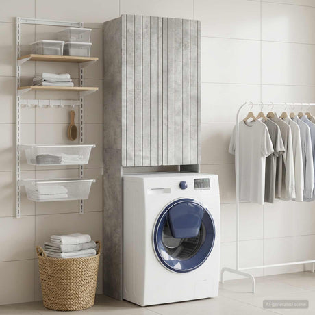 Vidaxl toiletkast zwolle betongrijs 66 x 25,5 x 190 cm bewerkt hout