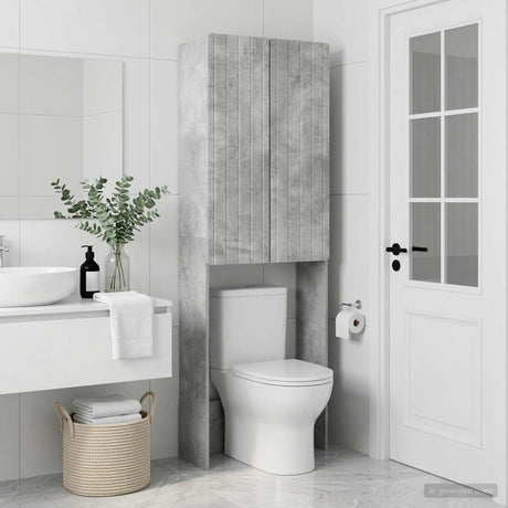 Vidaxl toiletkast zwolle betongrijs 66 x 25,5 x 190 cm bewerkt hout