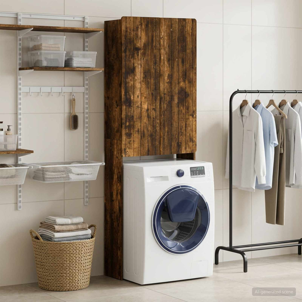 Vidaxl toiletkast zwolle gerookt eiken 66 x 25,5 x 190 cm bewerkt hout