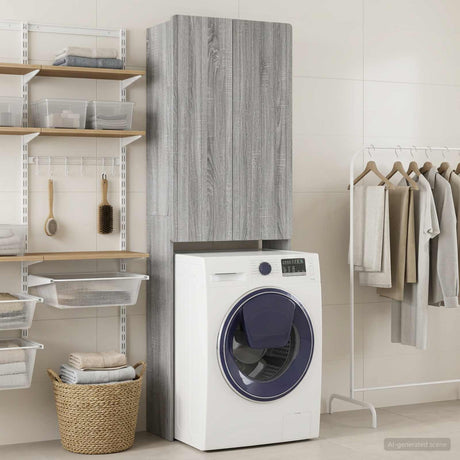 Vidaxl toiletkast zwolle grijs sonoma 66 x 25,5 x 190 cm bewerkt hout
