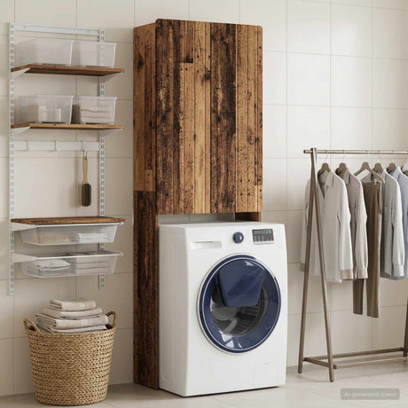 Vidaxl toiletkast zwolle oud hout 66 x 25,5 x 190 cm bewerkt hout