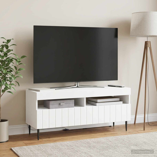 Vidaxl led tv-meubel zwolle 100 x 35 x 43 cm wit bewerkt hout