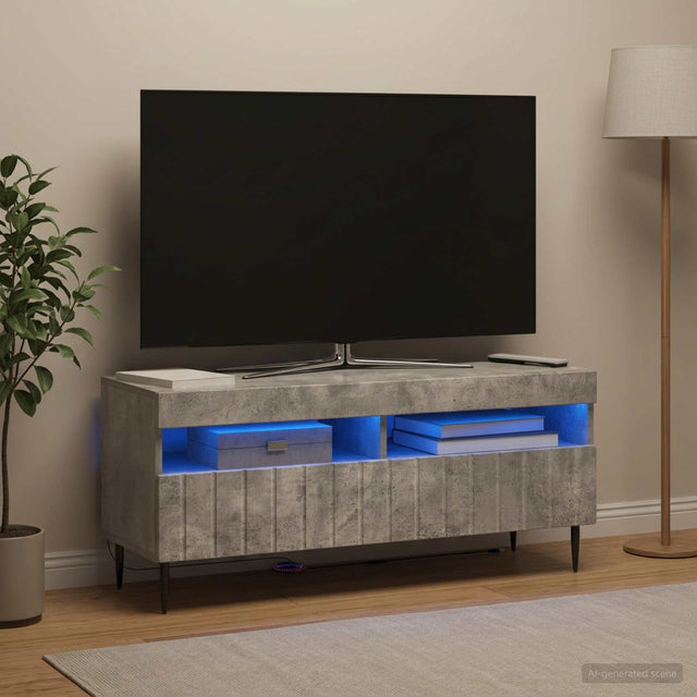 Vidaxl led tv-meubel zwolle 100 x 35 x 43 cm betongrijs bewerkt hout