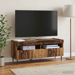 Vidaxl led tv-meubel zwolle 100 x 35 x 43 cm oud hout bewerkt hout