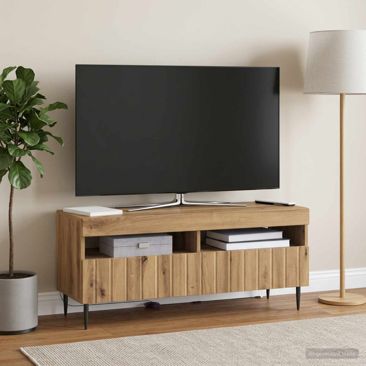 Vidaxl led tv-meubel zwolle 100 x 35 x 43 cm artisanaal eiken