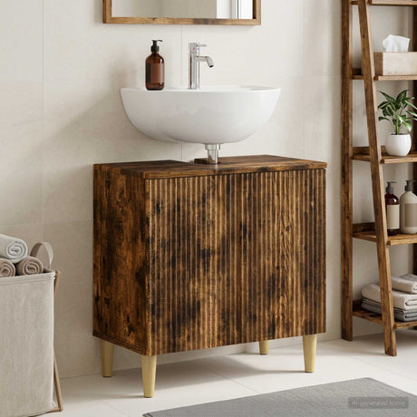Vidaxl badkamer wastafelkast arnhem gerookt eiken 59,5 x 31,5 x 59 cm
