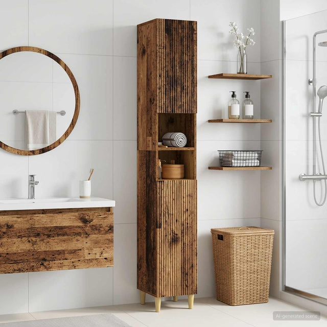 Vidaxl badkamerkast met open plank arnhem oud hout 30 x 31 x 190 cm