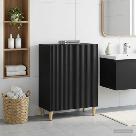 Vidaxl badkamer opbergkast arnhem zwart 59,5 x 31 x 80 cm bewerkt hout