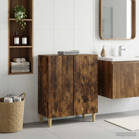 Vidaxl badkamer opbergkast arnhem gerookt eiken 59,5 x 31 x 80 cm