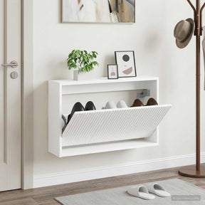 Vidaxl wandgemonteerde schoenkast arnhem 71 x 17 x 43 cm bewerkt hout