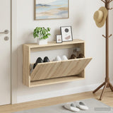 Vidaxl wandgemonteerde schoenkast arnhem 71 x 17 x 43 cm bewerkt hout