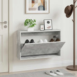 Vidaxl wandgemonteerde schoenkast arnhem 71 x 17 x 43 cm bewerkt hout
