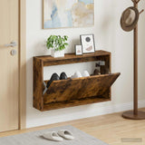 Vidaxl wandgemonteerde schoenkast arnhem 71 x 17 x 43 cm bewerkt hout