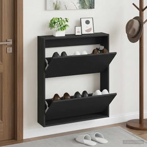 Vidaxl wandgemonteerde schoenkast arnhem 71 x 17 x 86 cm bewerkt hout