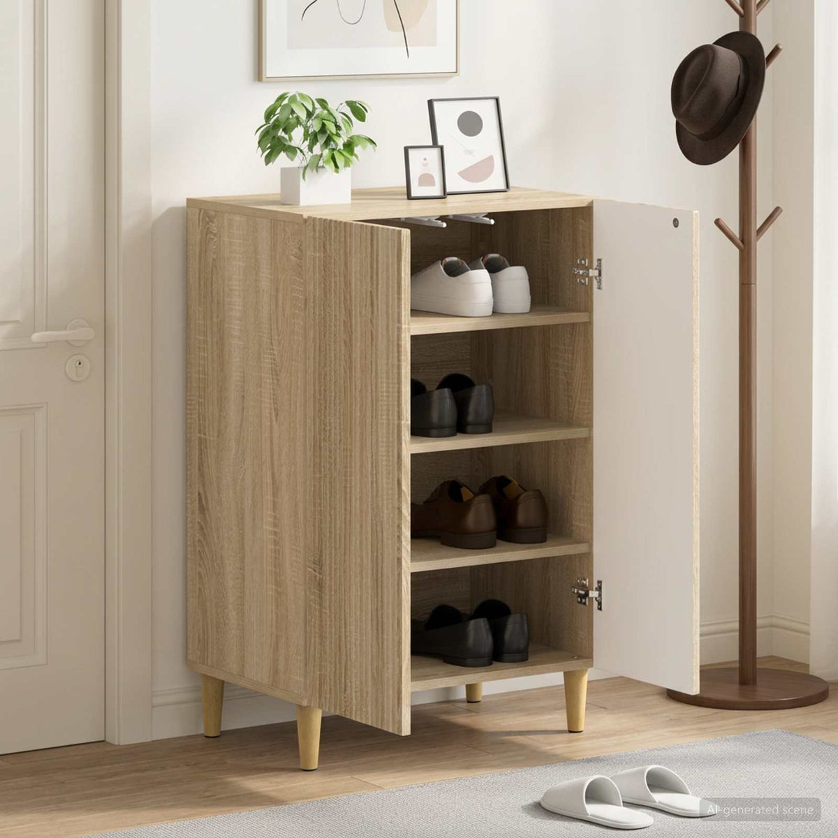 Vidaxl schoenenkast arnhem 59,5 x 39,5 x 90 cm bewerkt hout