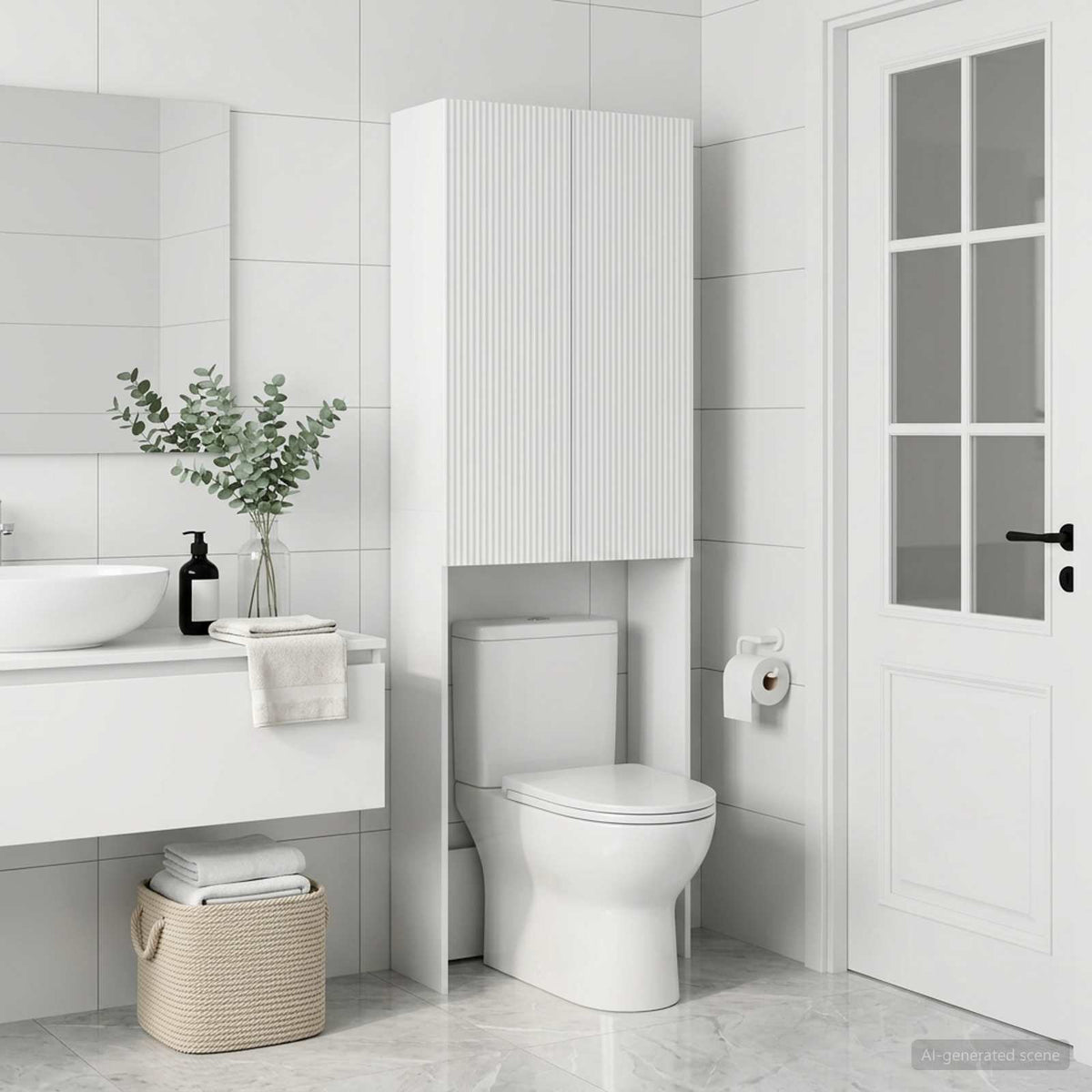 Vidaxl toiletkast arnhem wit 66 x 25,5 x 190 cm bewerkt hout