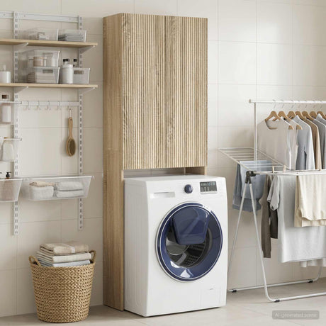 Vidaxl toiletkast arnhem sonoma eiken 66 x 25,5 x 190 cm bewerkt hout