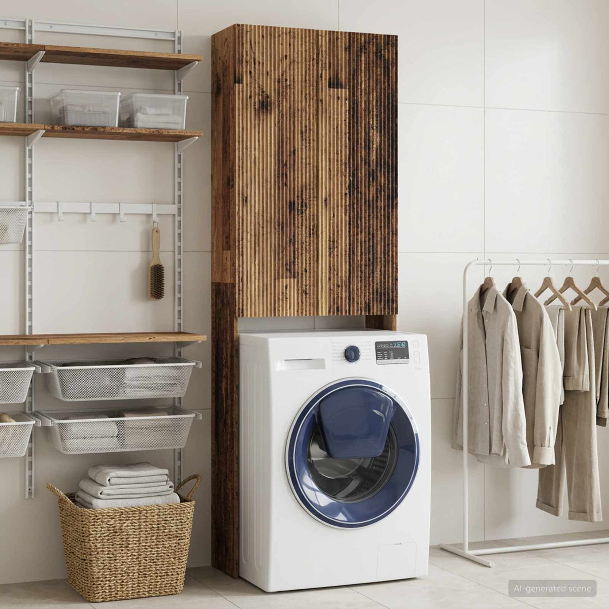 Vidaxl toiletkast arnhem oud hout 66 x 25,5 x 190 cm bewerkt hout