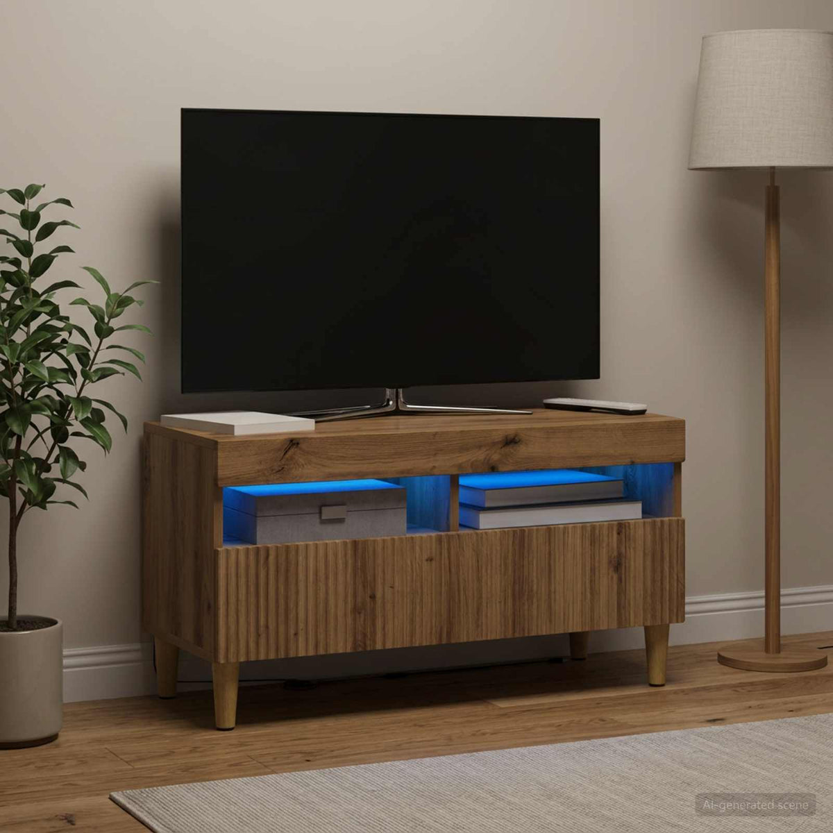 Vidaxl led tv-meubel arnhem 81 x 35 x 43 cm artisanaal eiken