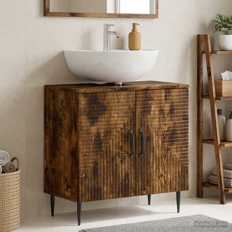 Vidaxl badkamer wastafelkast haarlem gerookt eiken 59,5 x 31,5 x 59 cm