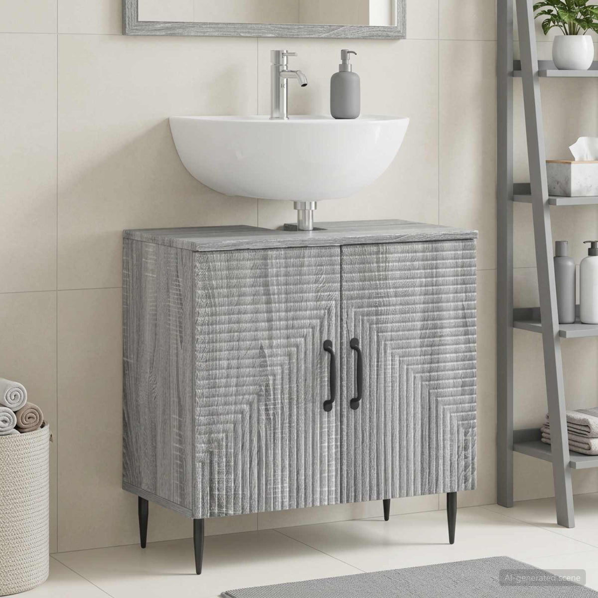 Vidaxl badkamer wastafelkast haarlem grijs sonoma 59,5 x 31,5 x 59 cm