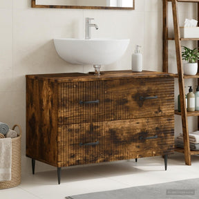 Vidaxl badkamer wastafelkast haarlem gerookt eiken 82 x 41 x 58,5 cm