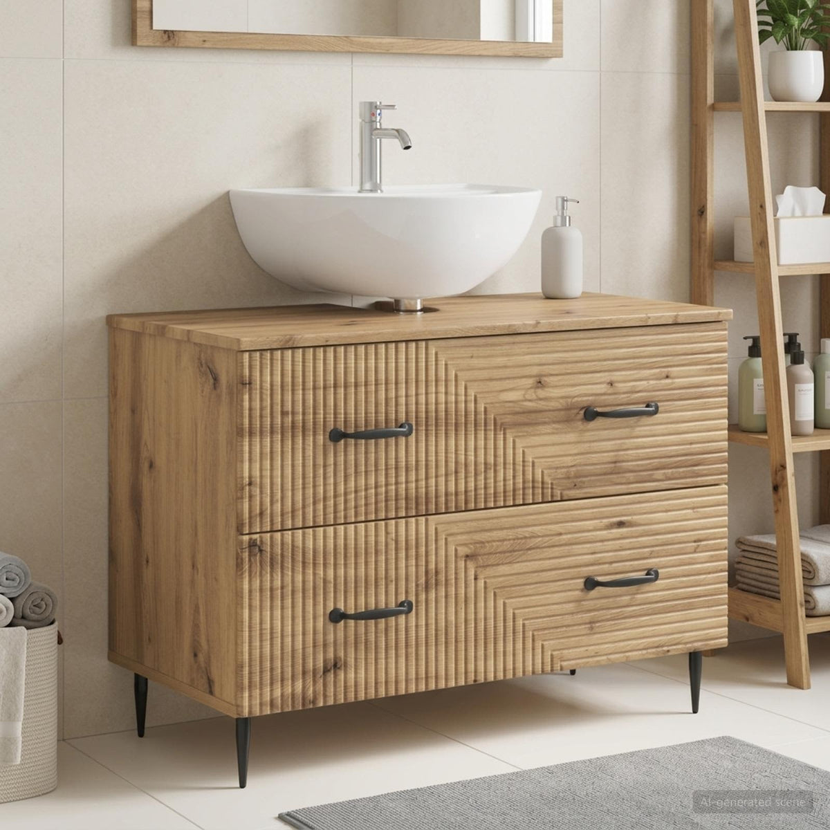 Vidaxl badkamer wastafelkast haarlem artisanaal eiken