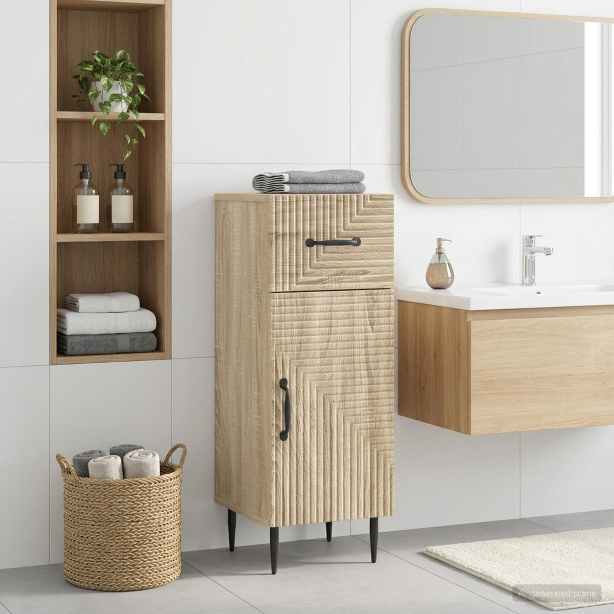 Vidaxl badkamer opbergkast haarlem sonoma eiken 30 x 31 x 80 cm