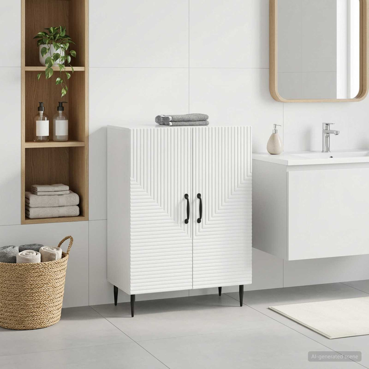 Vidaxl badkamer opbergkast haarlem hoogglans wit 59,5 x 31 x 80 cm