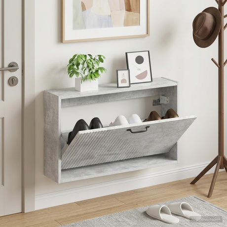Vidaxl wandgemonteerde schoenkast haarlem 71 x 17 x 43 cm bewerkt hout