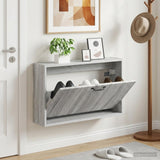 Vidaxl wandgemonteerde schoenkast haarlem 71 x 17 x 43 cm bewerkt hout
