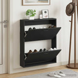 Vidaxl wandgemonteerde schoenkast haarlem 71 x 17 x 86 cm bewerkt hout