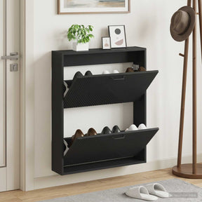 Vidaxl wandgemonteerde schoenkast haarlem 71 x 17 x 86 cm bewerkt hout