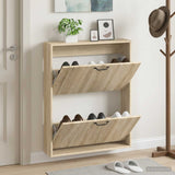 Vidaxl wandgemonteerde schoenkast haarlem 71 x 17 x 86 cm bewerkt hout