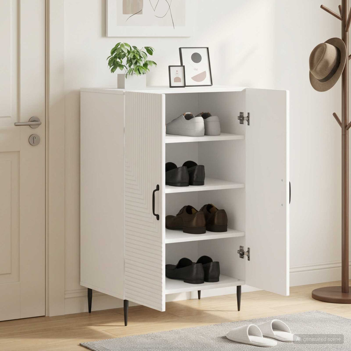 Vidaxl schoenenkast haarlem 59,5 x 39,5 x 89,5 cm bewerkt hout wit