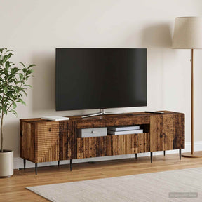 Vidaxl led tv-meubel haarlem 153 x 35 x 43 cm oud hout bewerkt hout