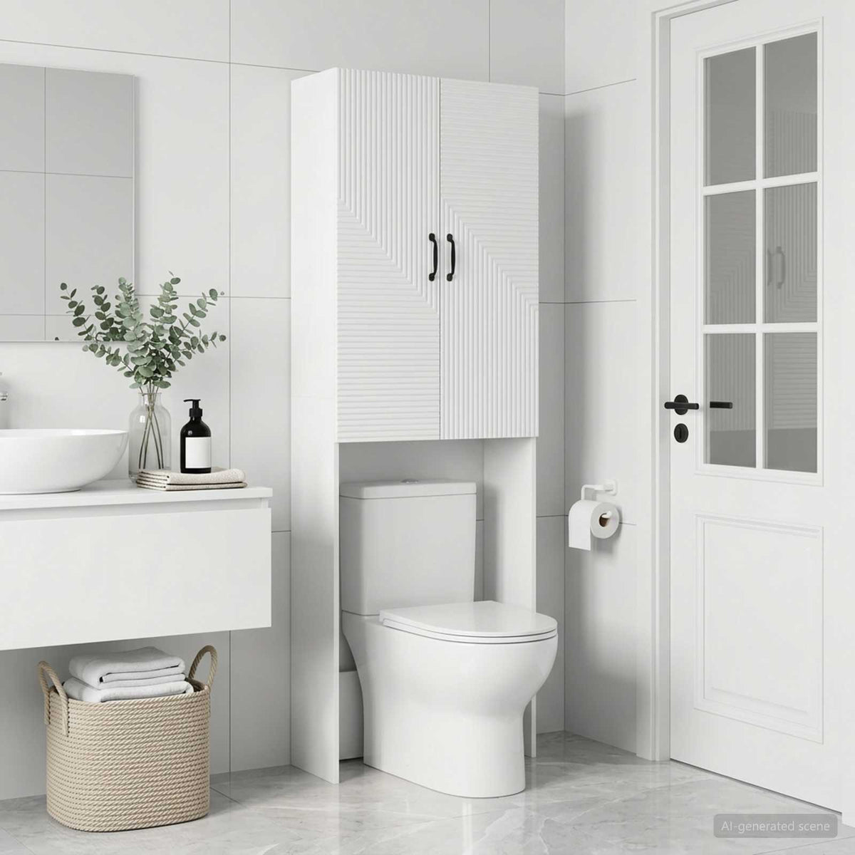 Vidaxl toiletkast haarlem wit 66 x 25,5 x 190 cm bewerkt hout
