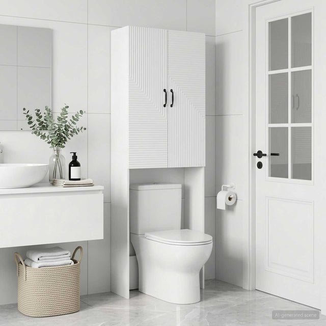 Vidaxl toiletkast haarlem wit 66 x 25,5 x 190 cm bewerkt hout