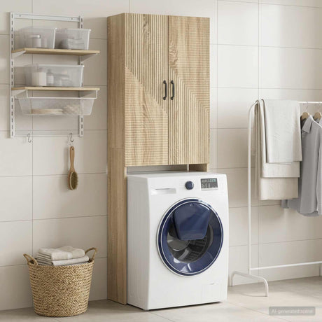 Vidaxl toiletkast haarlem sonoma eiken 66 x 25,5 x 190 cm bewerkt hout